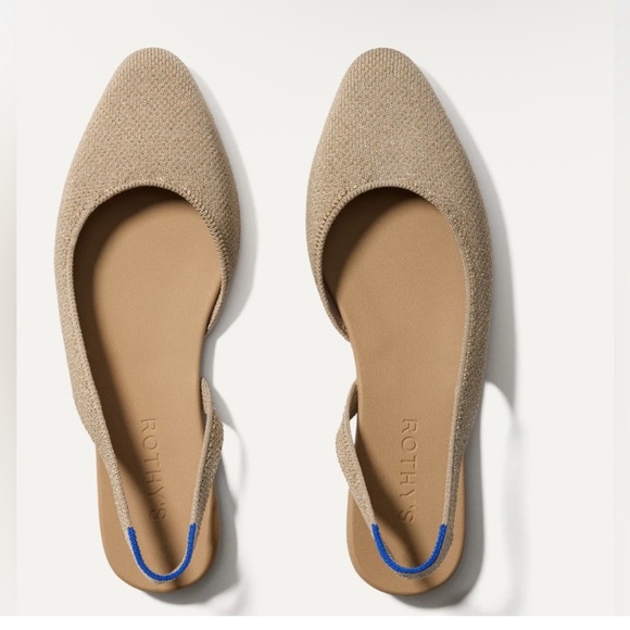 Rothy’s Shoes - Rothy's The Almond Toe Slingback Flat In Metallic Prosecco Comfort Casual 10